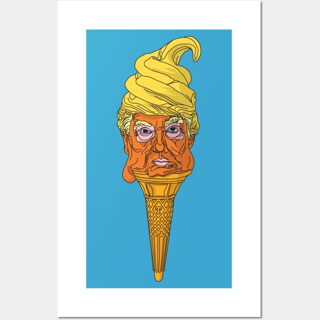 Donald Trump as a melting ice cream cone Wall Art by andrew_kelly_uk@yahoo.co.uk